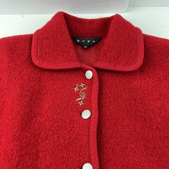 baya red wool embroidered cardigan jacket - Picture 4 of 10